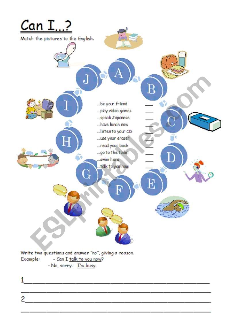 [Worksheet & Excellent Card Activity for Pairwork]  Can I...?  Asking permission